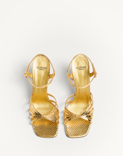 Valentino SANDALIA PRESHOES DE CUERO DE SERPIENTE LAMINADO CON CRISTALES Y TACÓN DE 90 MM