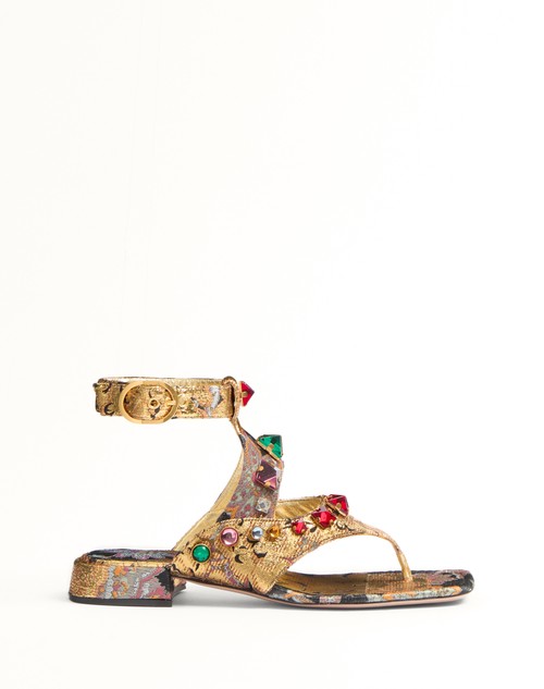 Valentino SANDALIA PRESHOES DE TELA JACQUARD APRES L'HIVER CON CRISTALES 20MM