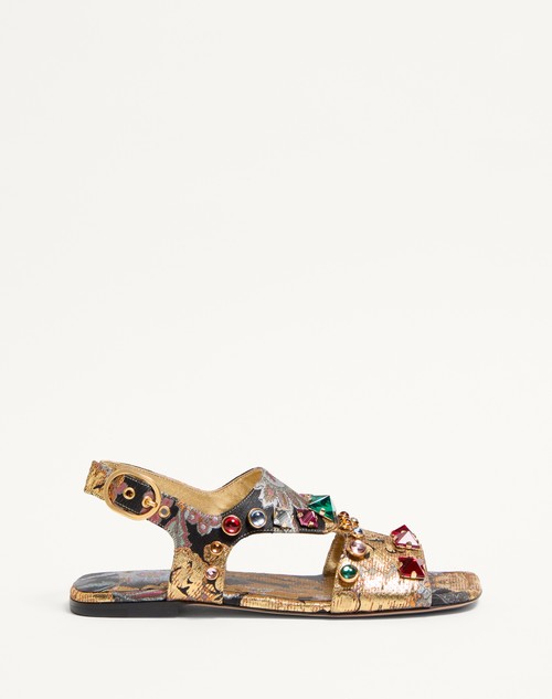 Valentino SANDALIA PRESHOES DE TELA JACQUARD APRES L'HIVER CON CRISTALES 5MM