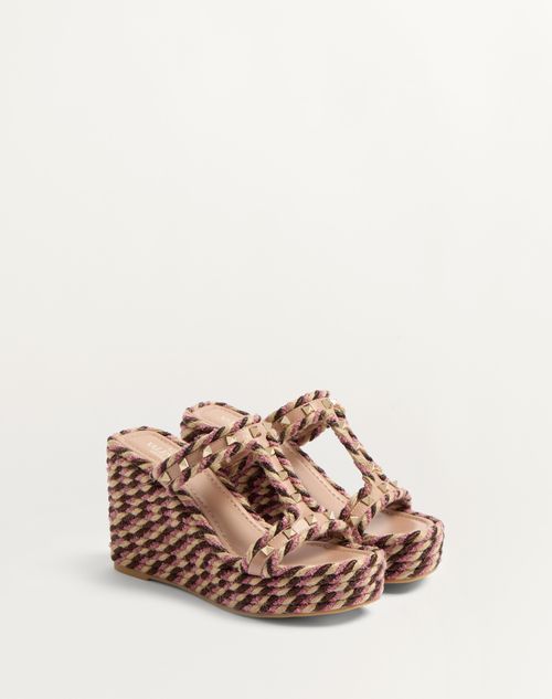 Valentino SANDALIA ROCKSTUD DE CUERO DE BECERRO CON TACÓN EN CUÑA DE 90 MM