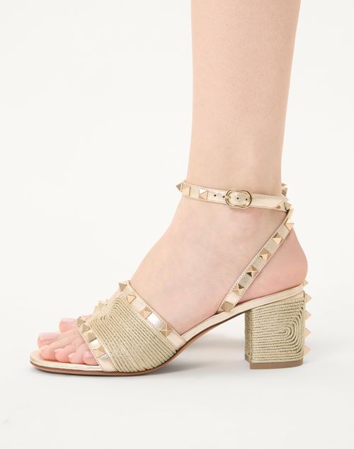 Valentino SANDALIA ROCKSTUD EN CUERO NAPA LAMINADO CON BORDADO CORNELY Y TACÓN DE 60 MM