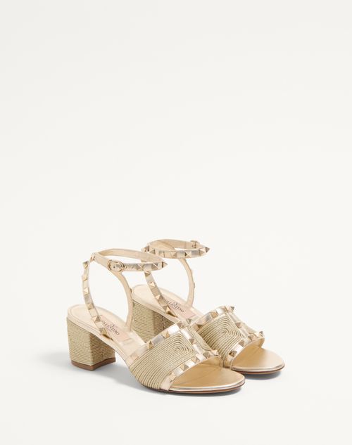 Valentino SANDALIA ROCKSTUD EN CUERO NAPA LAMINADO CON BORDADO CORNELY Y TACÓN DE 60 MM