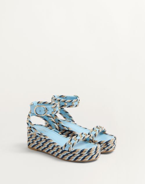 Valentino SANDALIA ROCKSTUD FLATFORM DE CUERO DE BECERRO CON TACÓN DE 45 MM