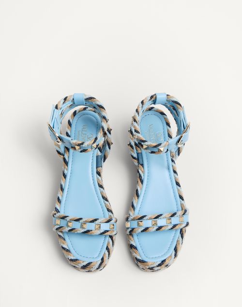 Valentino SANDALIA ROCKSTUD FLATFORM DE CUERO DE BECERRO CON TACÓN DE 45 MM