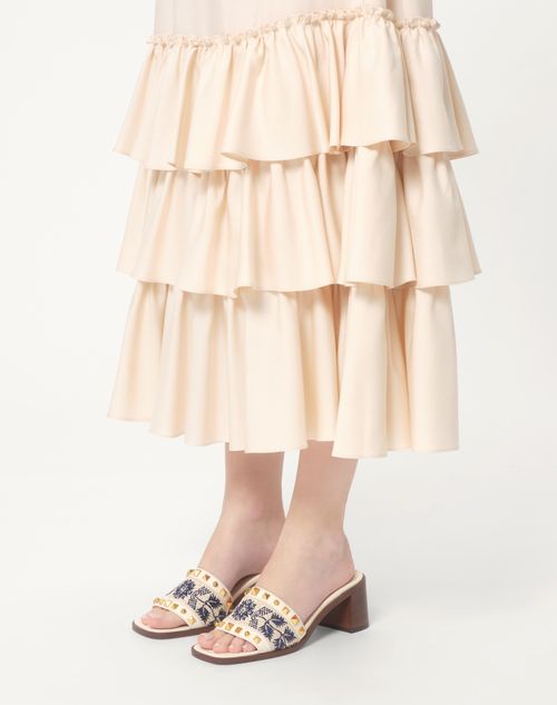 Valentino SANDALIA SIN TALÓN COUNTY DE CUERO DE BECERRO CON BORDADO DE UVAS Y TACÓN DE 60 MM