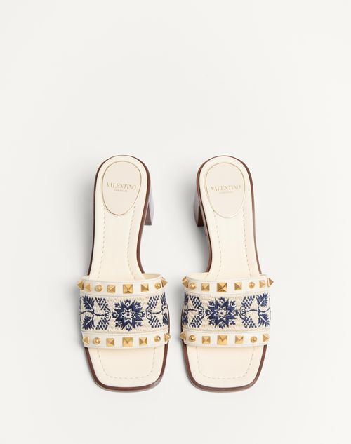 Valentino SANDALIA SIN TALÓN COUNTY DE CUERO DE BECERRO CON BORDADO DE UVAS Y TACÓN DE 60 MM
