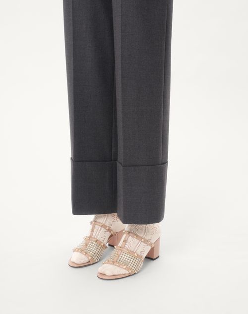 Valentino SANDALIA SIN TALÓN ROCKSTUD DE CUERO DE BECERRO CON ESTRÁS Y TACÓN DE 60 MM