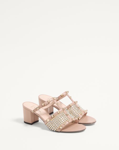 Valentino SANDALIA SIN TALÓN ROCKSTUD DE CUERO DE BECERRO CON ESTRÁS Y TACÓN DE 60 MM