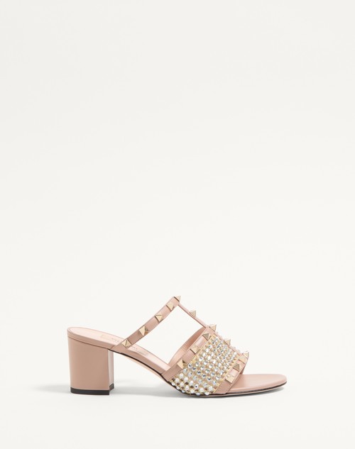Valentino SANDALIA SIN TALÓN ROCKSTUD DE CUERO DE BECERRO CON ESTRÁS Y TACÓN DE 60 MM