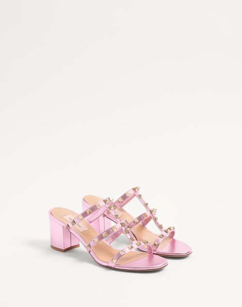 Valentino SANDALIA SIN TALÓN ROCKSTUD DE CUERO NAPA LAMINADO CON TACÓN DE 60 MM