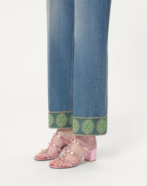 Valentino SANDALIA SIN TALÓN ROCKSTUD DE CUERO NAPA LAMINADO CON TACÓN DE 60 MM