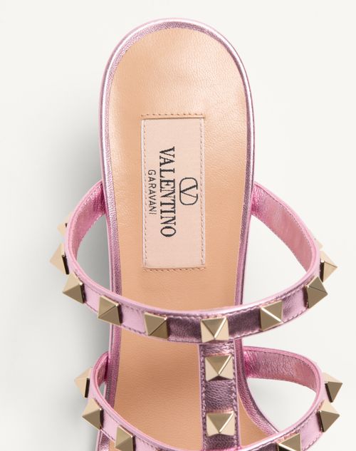 Valentino SANDALIA SIN TALÓN ROCKSTUD DE CUERO NAPA LAMINADO CON TACÓN DE 60 MM