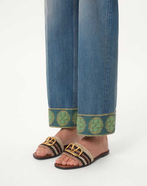 Valentino SANDALIA SIN TALÓN VLOGO SIGNATURE CON BORDADO DE CROCHET