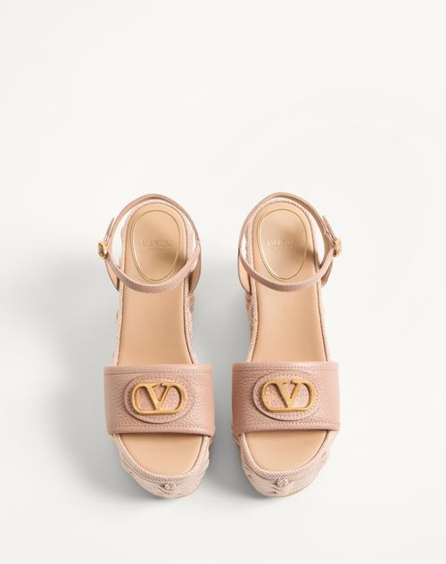 Valentino SANDALIAS CON TACÓN EN CUÑA DE 120 MM CON EL VLOGO SIGNATURE EN CUERO GRANULADO DE BECERRO