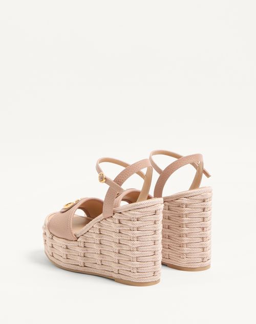 Valentino SANDALIAS CON TACÓN EN CUÑA DE 120 MM CON EL VLOGO SIGNATURE EN CUERO GRANULADO DE BECERRO