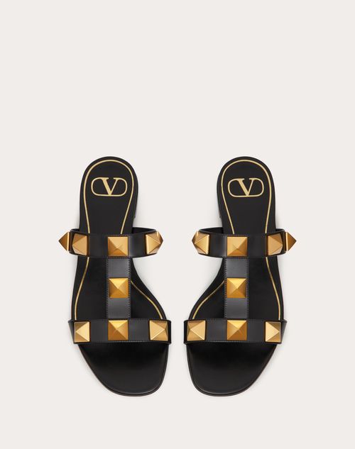 Valentino SANDALIAS DE PALA PLANAS ROMAN STUD DE PIEL DE BECERRO