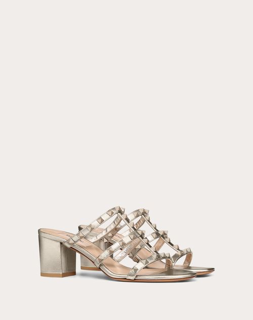 Valentino SANDALIAS DE PALA ROCKSTUD DE PIEL DE BECERRO METALIZADA CON TACÓN DE 60 MM