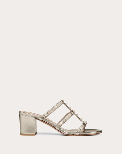 Valentino SANDALIAS DE PALA ROCKSTUD DE PIEL DE BECERRO METALIZADA CON TACÓN DE 60 MM