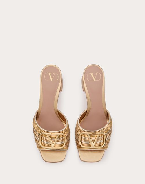 Valentino SANDALIAS SIN TALÓN VLOGO SIGNATURE METÁLICO CON BORDADO CORNELY Y TACÓN DE 60 MM