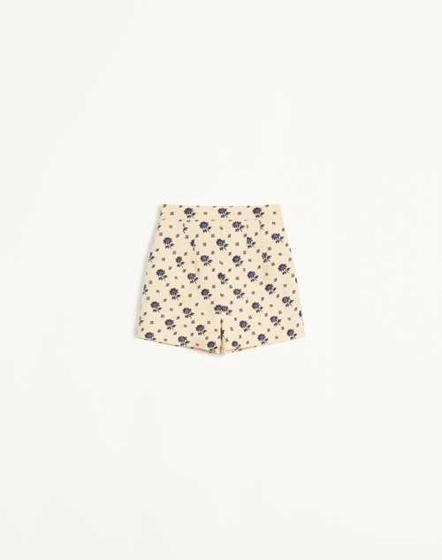 Valentino SHORTS DE CREPE COUTURE FIORELLINO BLU PAPIER FLORAL