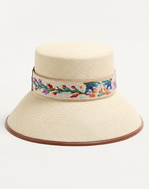 Valentino SOMBRERO DE PESCADOR ANTIBES DE PAJA CON RIBETE DE CUERO Y CINTA RAMAGE