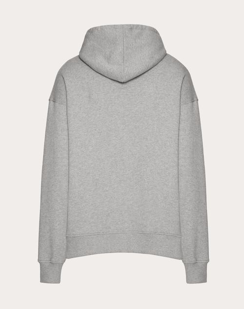 Valentino SUDADERA DE ALGODÓN CON CAPUCHA Y DETALLE DE V METÁLICA
