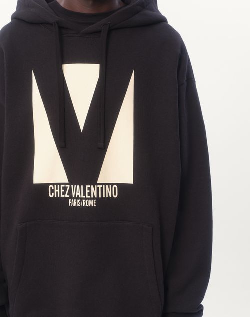 Valentino SUDADERA DE ALGODÓN CON CAPUCHA Y ESTAMPADO CHEZ VALENTINO