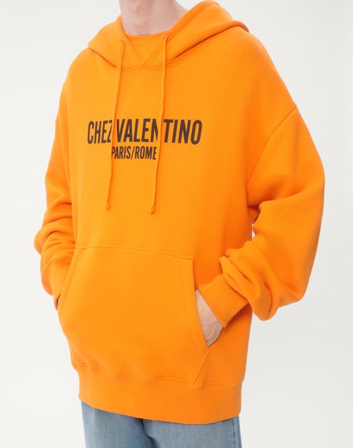 Valentino SUDADERA DE ALGODÓN CON CAPUCHA Y ESTAMPADO CHEZ VALENTINO