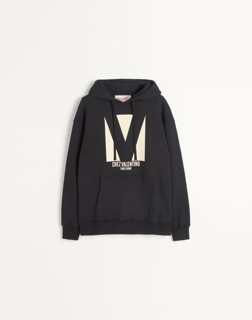 Valentino SUDADERA DE ALGODÓN CON CAPUCHA Y ESTAMPADO CHEZ VALENTINO