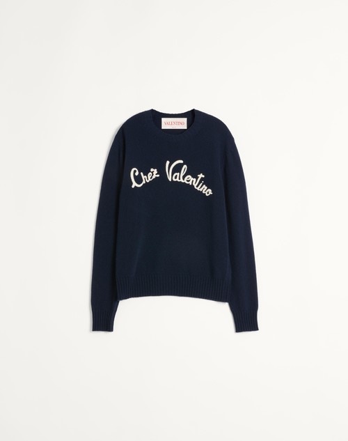 Valentino SUÉTER DE LANA CON CUELLO REDONDO Y BORDADO CHEZ VALENTINO