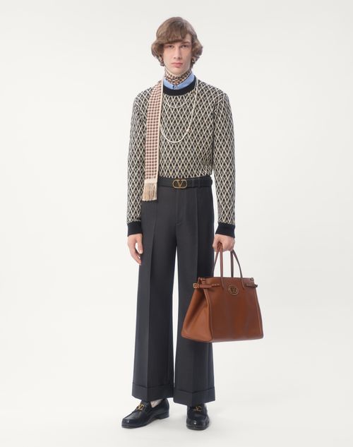 Valentino SUÉTER DE LANA CON CUELLO REDONDO Y JACQUARD DE DISEÑO TOUTE LA V