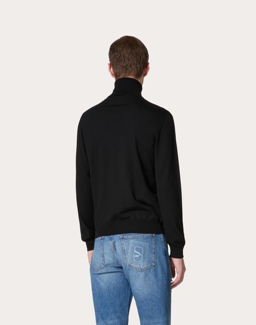 Valentino SUÉTER DE LANA DE CUELLO ALTO CON BORDADO DEL VLOGO SIGNATURE