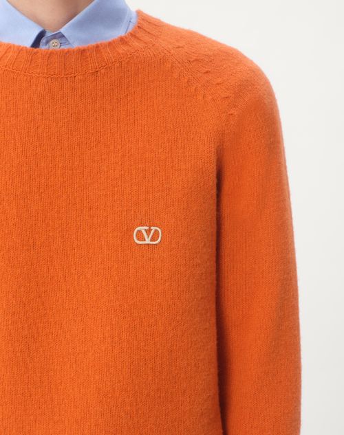 Valentino SUÉTER DE LANA SHETLAND CON CUELLO REDONDO Y BORDADO DEL VLOGO
