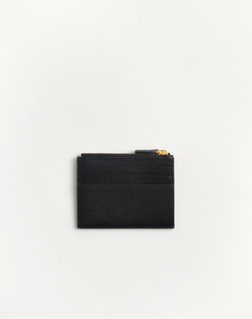 Valentino TARJETERO DE CUERO GRANEADO DE BECERRO CON EL VLOGO SIGNATURE