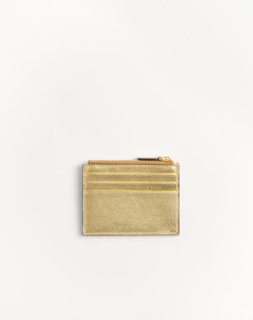 Valentino TARJETERO VLOGO SIGNATURE DE CUERO DE BECERRO GRANEADO Y LAMINADO