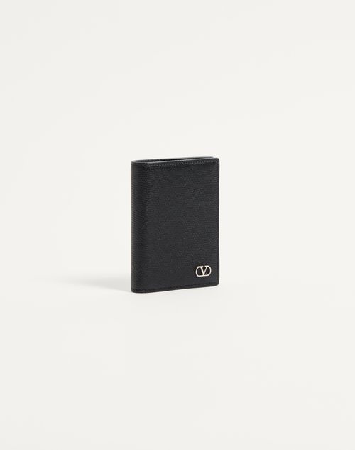 Valentino TARJETERO VLOGO SIGNATURE DE CUERO GRANEADO DE BECERRO