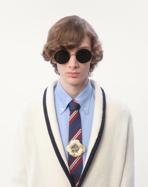 Valentino TRABA DE CORBATA VALENTINO GARAVANI FLEUR LUMINEUSE DE METAL ESMALTE Y TELA