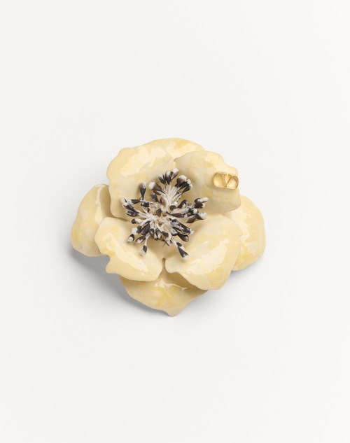 Valentino TRABA DE CORBATA VALENTINO GARAVANI FLEUR LUMINEUSE DE METAL ESMALTE Y TELA