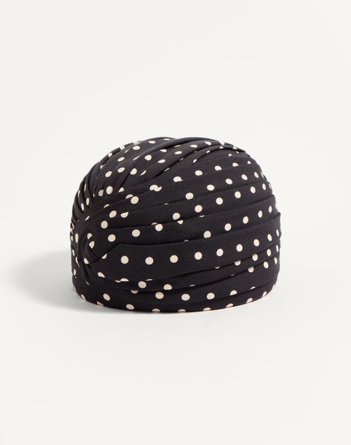 Valentino TURBANTE RÍGIDO DE SEDA CON ESTAMPADO DE LUNARES