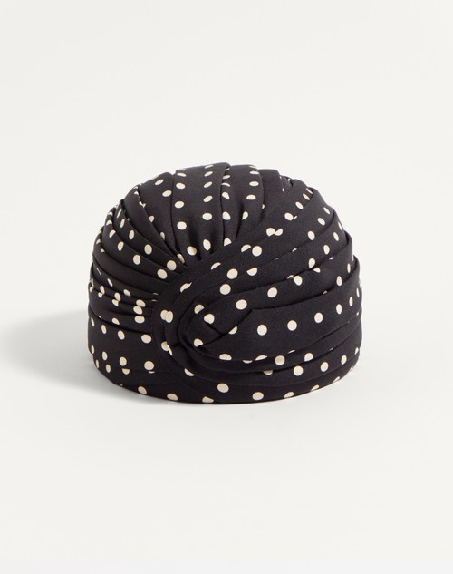 Valentino TURBANTE RÍGIDO DE SEDA CON ESTAMPADO DE LUNARES