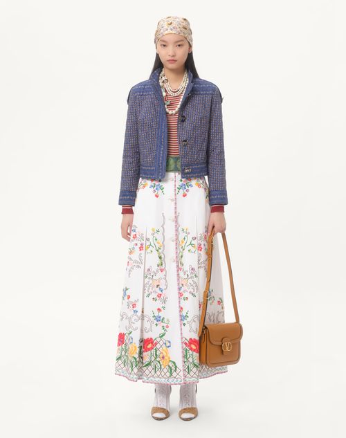 Valentino FALDA DE ALGODÓN Y LINO BORDADA