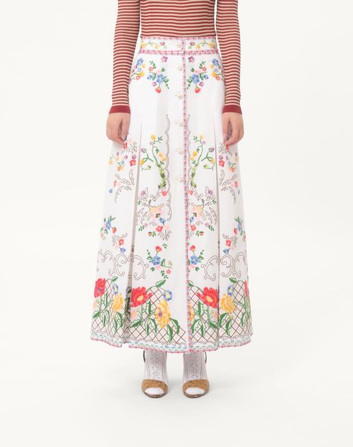 Valentino FALDA DE ALGODÓN Y LINO BORDADA