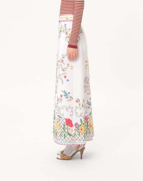 Valentino FALDA DE ALGODÓN Y LINO BORDADA