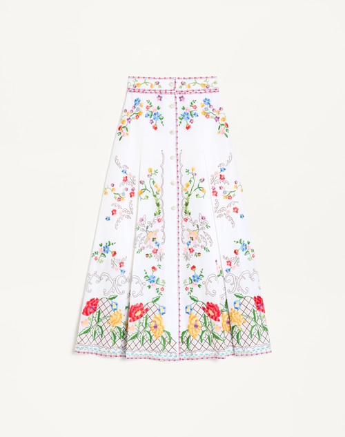 Valentino FALDA DE ALGODÓN Y LINO BORDADA