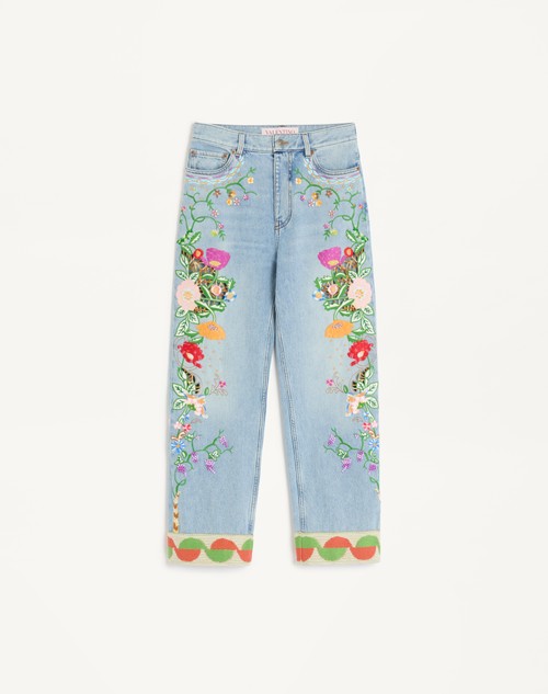 Valentino PANTALÓN DE MEZCLILLA CON BORDADO