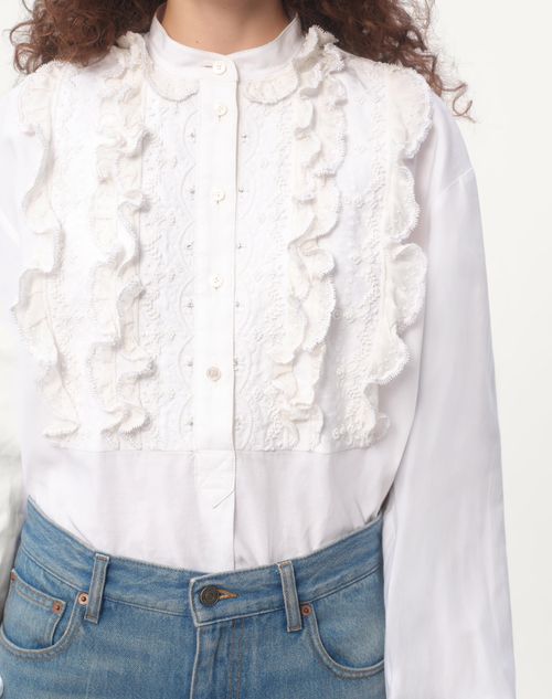 Valentino TOP DE ALGODÓN Y LINO BORDADO