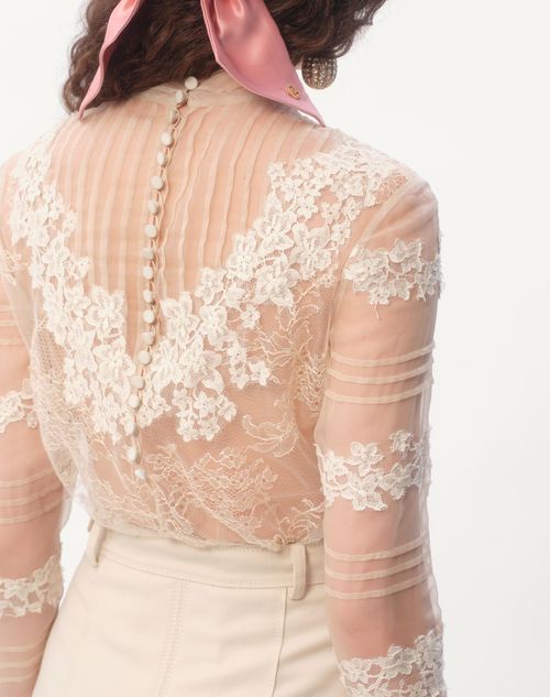 Valentino TOP DE DENTELLE CON ESTAMPADO DE ROSAS