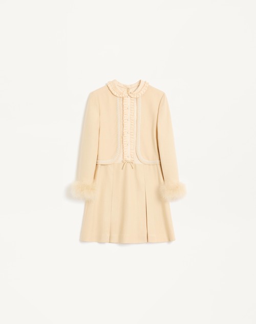 Valentino VESTIDO CORTO DE SEDA RÚSTICA CON PLUMAS