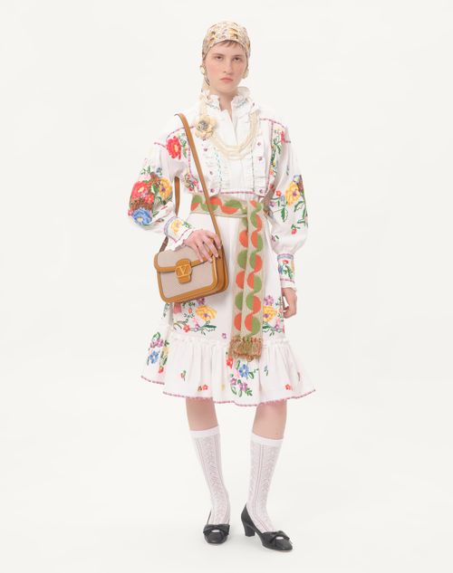 Valentino VESTIDO DE ALGODÓN Y LINO BORDADO