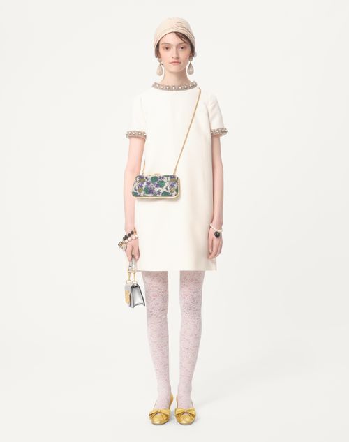 Valentino VESTIDO DE CREPE COUTURE CORTO Y BORDADO